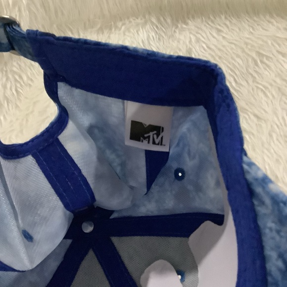MTV OFFICIAL MUSIC TELEVISION Tie Dye Blue Adult Adjustable Strap BASEBALL Cap - Picture 5 of 6